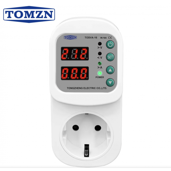 Tomzn Akım Korumalı Priz 16A Ayarlanabilir Voltaj ve Akım Koruma Prizi - Elektrik Bekçisi