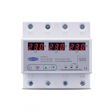 Tomzn Voltaj Koruma Rölesi Koruyucu Röle 220V 63A 3 Fazlı - Ev Tipi Trifaz