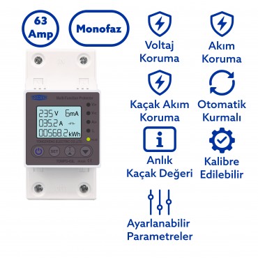Tomzn Kaçak Akım Koruma Rölesi ve Yüksek Voltaj ve Akım Koruyucu Röle 63A Devrim Niteliğinde Yenilik