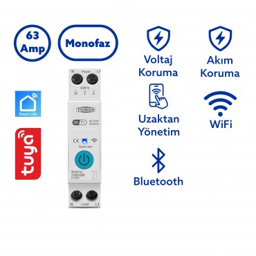 Tomzn WiFi Özellikli Akıllı Sigorta Dahili Enerji Ölçerli Zaman Rölesi 63A Tomzn WiFi Özellikli Akıllı Sigorta Dahili Enerji Ölçerli Zaman Rölesi 63A